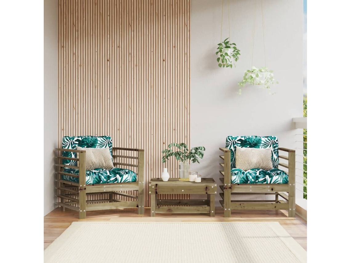 Sillones De Jardín Con Cojines 2 Uds Madera De Pino Impregnada