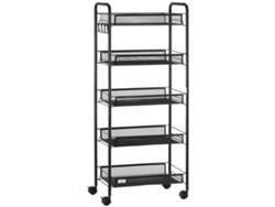 Carro Utilitario De 5 Niveles, Cestas De Malla Extraíbles, Acero Negro, 45x26,5x106