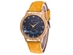 Reloj De Pulsera De Cuarzo Informal Para Mujer Con Una Encantadora Correa De Cuero Con Estampado Amarillo.