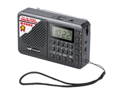 Radio portátil FM/AM/SW, recargable, con reproductor de música TF/USB, pantalla LCD y conector para auriculares de 3,5 mm. MDUG (negro)