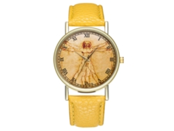 Reloj De Pulsera Analógico De Cuarzo Con Dial Redondo Para Hombres Y Mujeres Zhoulianfa Amarillo