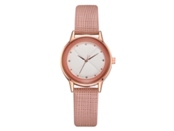 Reloj De Pulsera De Cuarzo Para Mujer Con Esfera Redonda Beige Y Roja.