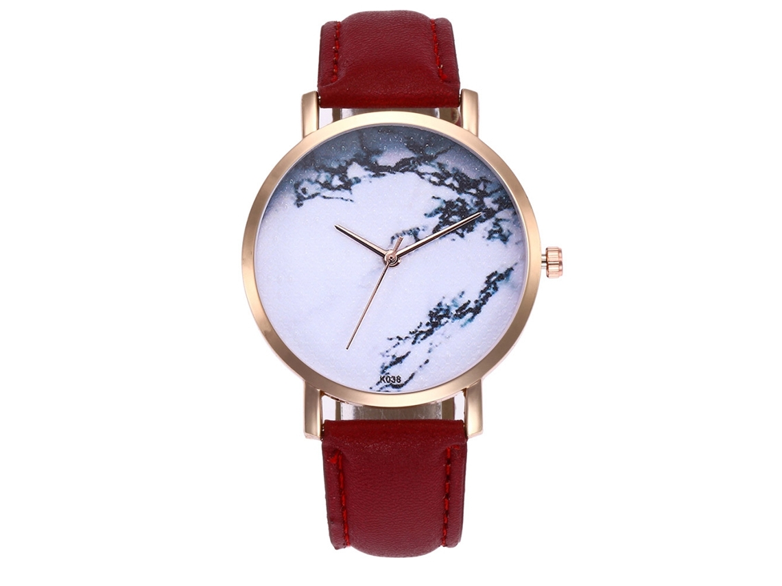 Reloj De Pulsera Para Parejas Zhoulianfa Con Correa De Cuero Sintético Rojo De Diseño Personalizado.