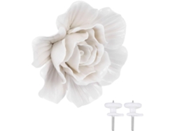Adorno de pared de cerámica blanca, forma única, para interior/exterior, para dormitorios y entradas, diseño elegante, gancho, pieza rosa, GOKOCO