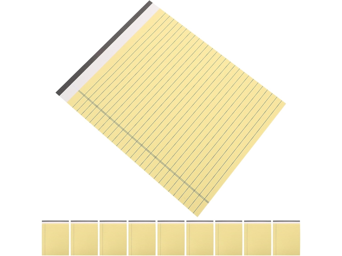 Juego De 10 Blocs De Notas Legales Desmontables, Tamaño Legal 203 X 28 Cm, Papel Amarillo De 80 G/m²