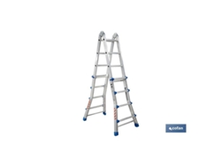 Escalera Plus Aluminio Multiposición 4 X 4 Peldaños Y 3,83 M