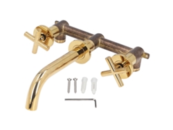 Grifo de cobre con dos manijas cruzadas G1/2 dorado para baño
