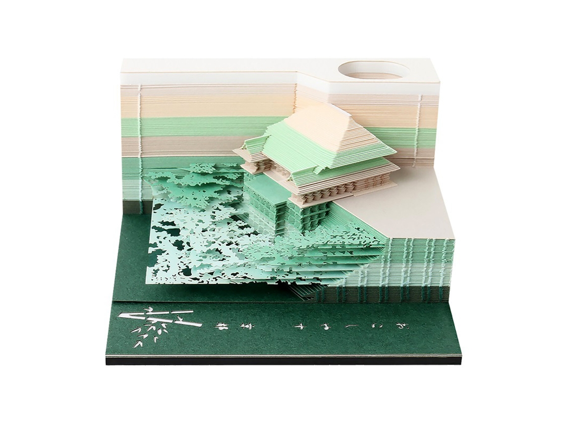 Bloc de notas 3D Eifson, pegatina del templo Kiyomizudera (verde)