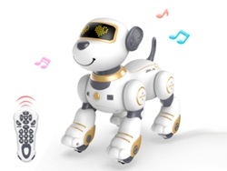Perro animado teledirigido con efectos de luz y sonido - Modelo Marcus Blanco / Amarillo TECHKIDZ