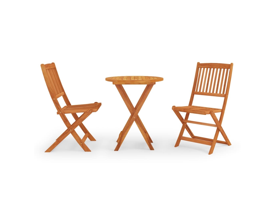 Juego de comedor plegable para exteriores de madera maciza de eucalipto, DKD, decoración del hogar