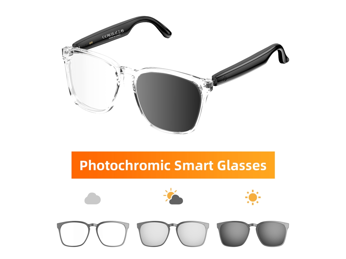 Gafas Inteligentes, Lentes Fotocromáticas, Asistente De Voz, Llamadas Bluetooth, Reproducción De Música Y Traducción. Transparente Czhhmart