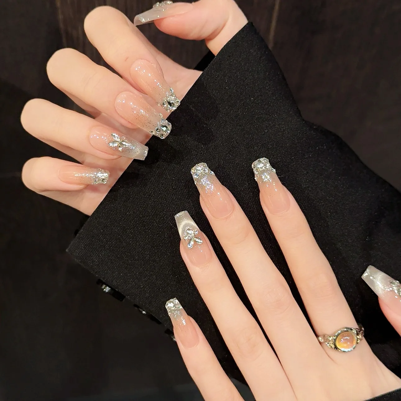 (118-xs) Set De 10 Piezas Para Manicura Francesa/extensiones De Uñas Hechas A Mano Para Uñas Postizas De Estilo Ballet De Longitud Media
