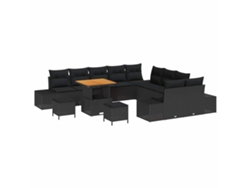 Maison Exclusive - Conjunto De Sofás De Jardín Con Cojín 13 Pcs Negro Poliratán