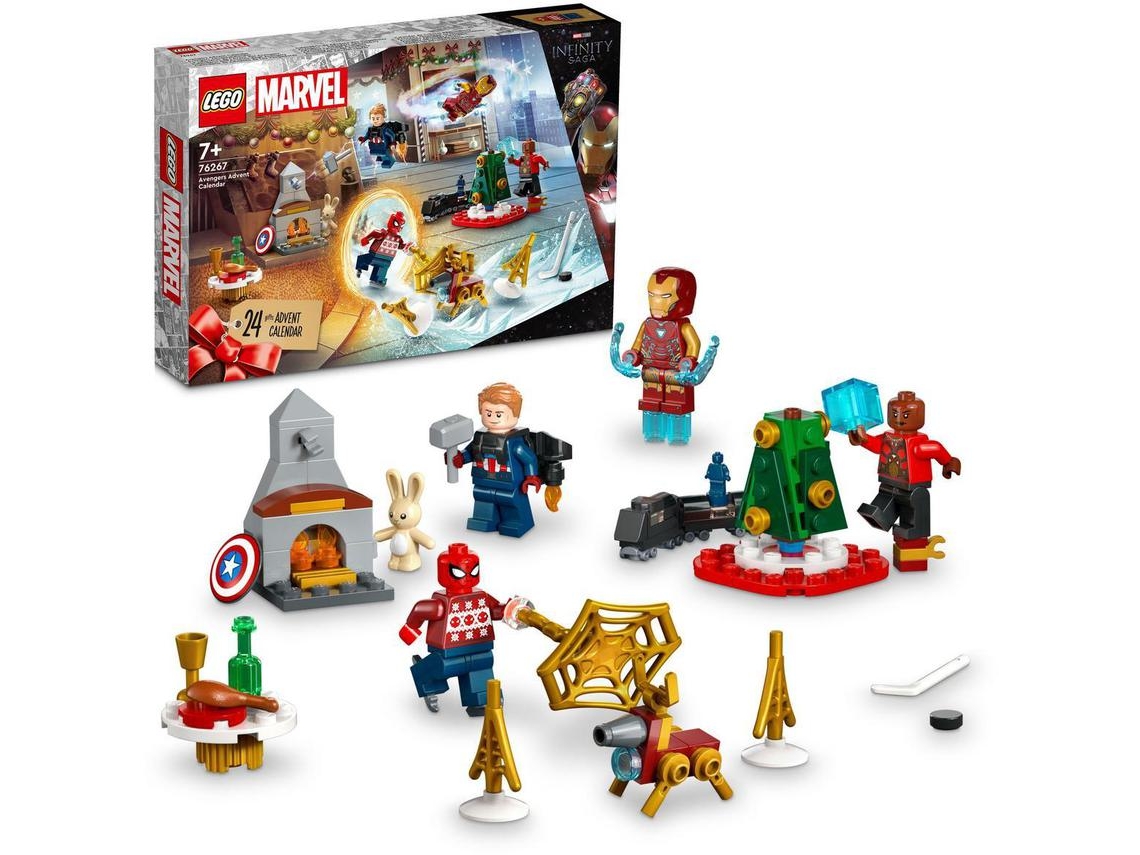 LEGO Marvel: Calendário do Advento dos Vingadores – set de construção com 7 minifiguras e vários presentes (243 peças)