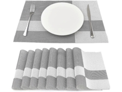Rebe-conjunto De 8 Manteles De Vinilo Resistentes Al Calor 45cm*30cm, Rayas Blancas