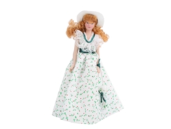 Ats-muñeca De Porcelana Miniatsura Vestido Verde 1:12 Accesorio De Casa De Muñecas Señora Elegante