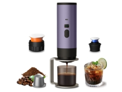 Cafetera portátil de cápsulas pequeñas con soporte, para café en polvo, cápsulas grandes y pequeñas Cuich (morado)