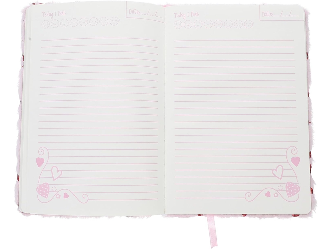 Cuaderno Con Cubierta De Peluche De Corazón Rosa, Pequeño Organizador De Cuadernos Multifuncional