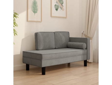 Sofá Cama VIDAXL (Gris - Terciopelo - 118 x 55 x 57 cm)