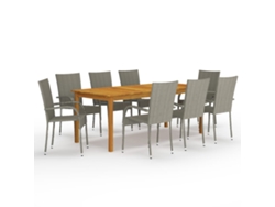 Juego de comedor de jardín gris Dkd Home Decor