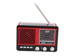 Radio Portátil Solar De Emergencia Rs-660bts Multibanda Con Linterna, Función De Conector Estéreo, Aux, Roja