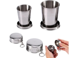 2 vasos plegables ZYBLSSBB (75 ml y 150 ml) con llavero para acampar al aire libre.