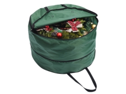 Bolsa De Almacenamiento Ligera E Impermeable De Nailon Para Coronas Navideñas, Con Doble Cremallera Y Asas Reforzadas.