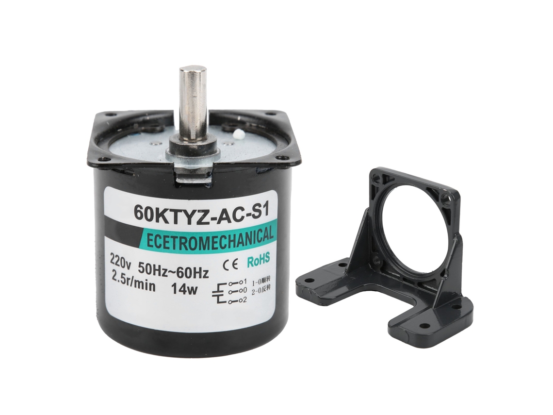 Motor síncrono de CA con reducción de velocidad de 2,5 rpm, 220 V CA, accesorios con engranajes metálicos