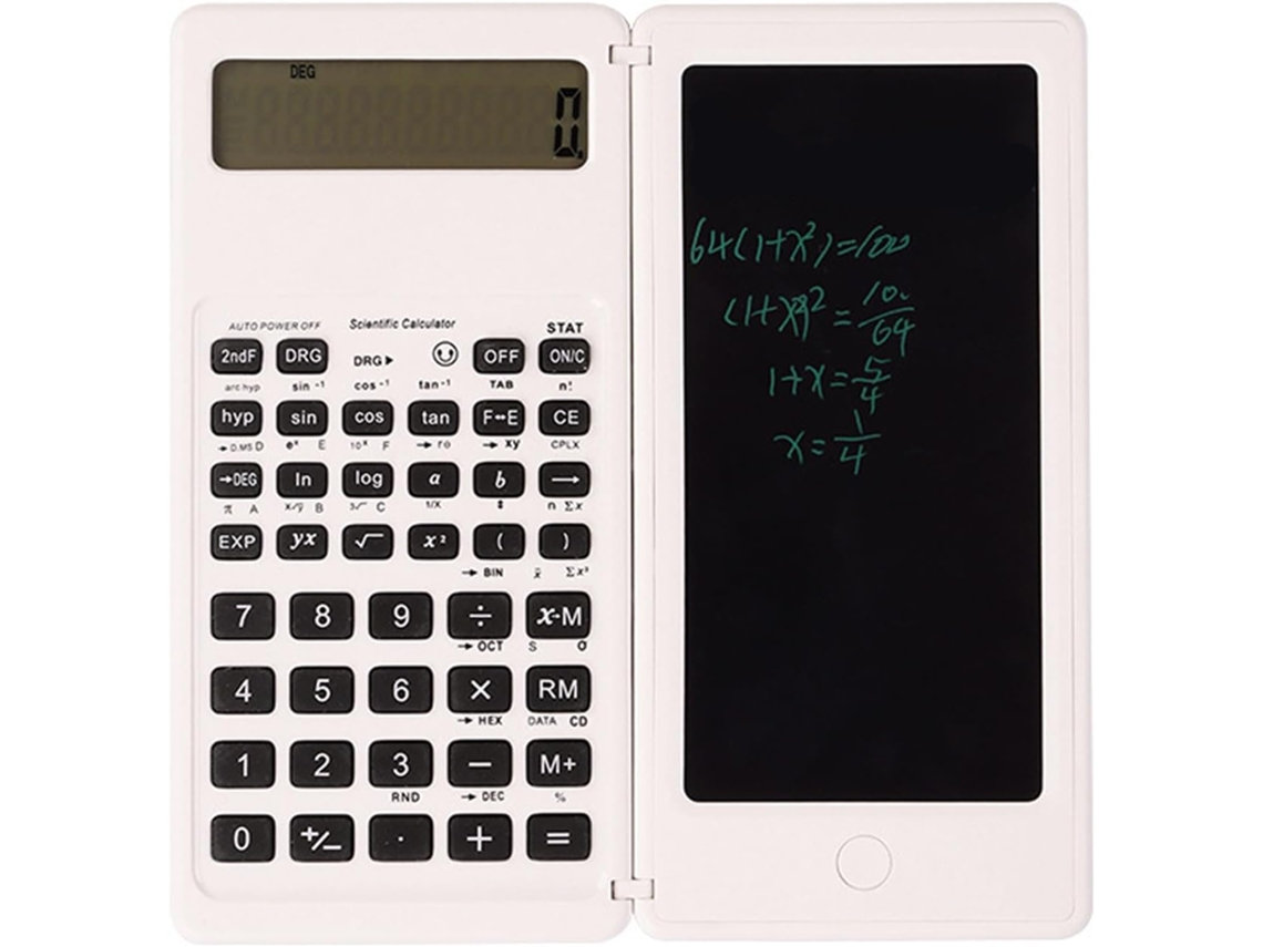 Calculadora Científica Calculadora Blanca Con Panel De Escritura Borrable, Funciona Con Energía Solar Y Batería, Adecuada Para Oficina Y Escuela