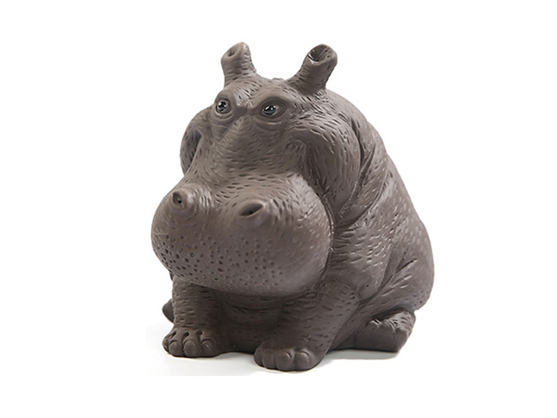 Estatua De Hipopótamo De Cerámica De Arcilla Púrpura, Escultura De Mascota Para El Té, Adorno De Escritorio, Accesorio De Comedor