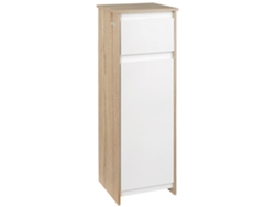 VPMKP - Armario de baño Kleankin con 1 cajón y 1 armario, 32,6x30x90 cm, acabado madera y blanco