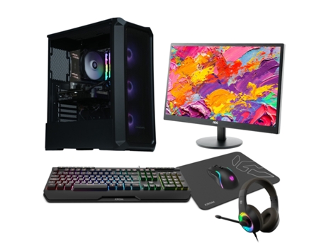 Torre EPICAL-Q Pack Vplus79 AMD Ryzen 5 5600, 16GB, 1TB, RTX 3050, Windows 11 Monitor 24 75hz Combo Gaming