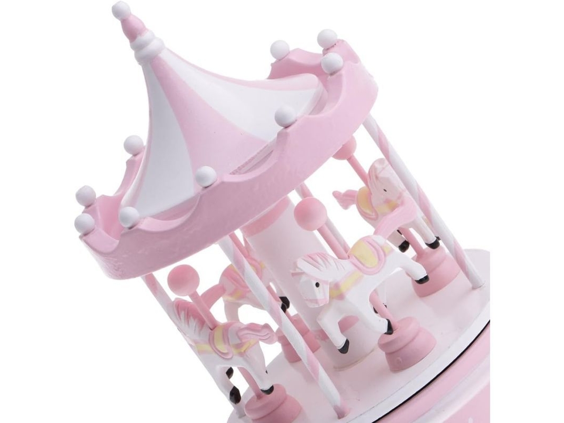 Caja De Música Con Forma De Carrusel Y 4 Caballos Rosas (pilas No Incluidas) - Melodía: It's A Small World