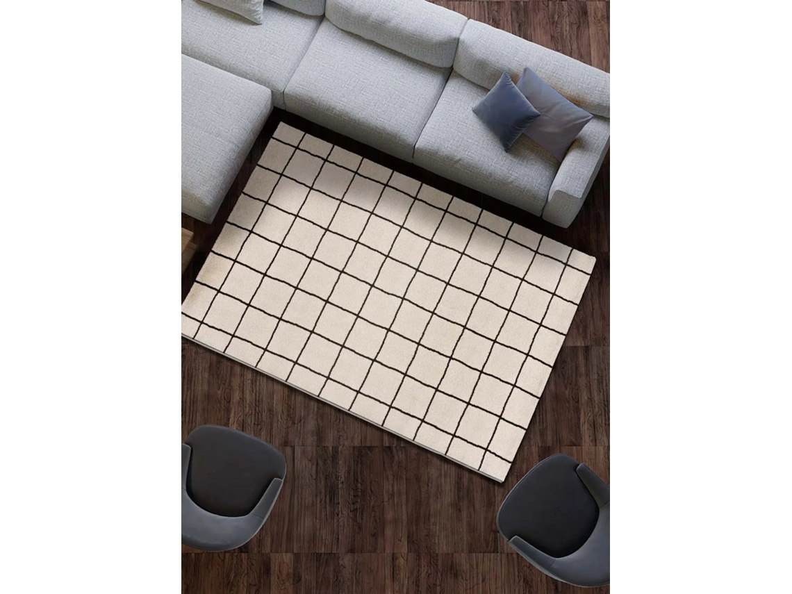 Alfombra Interior Geométrico - Atticgo - Touza Blanco / Negro 160x230 Cm