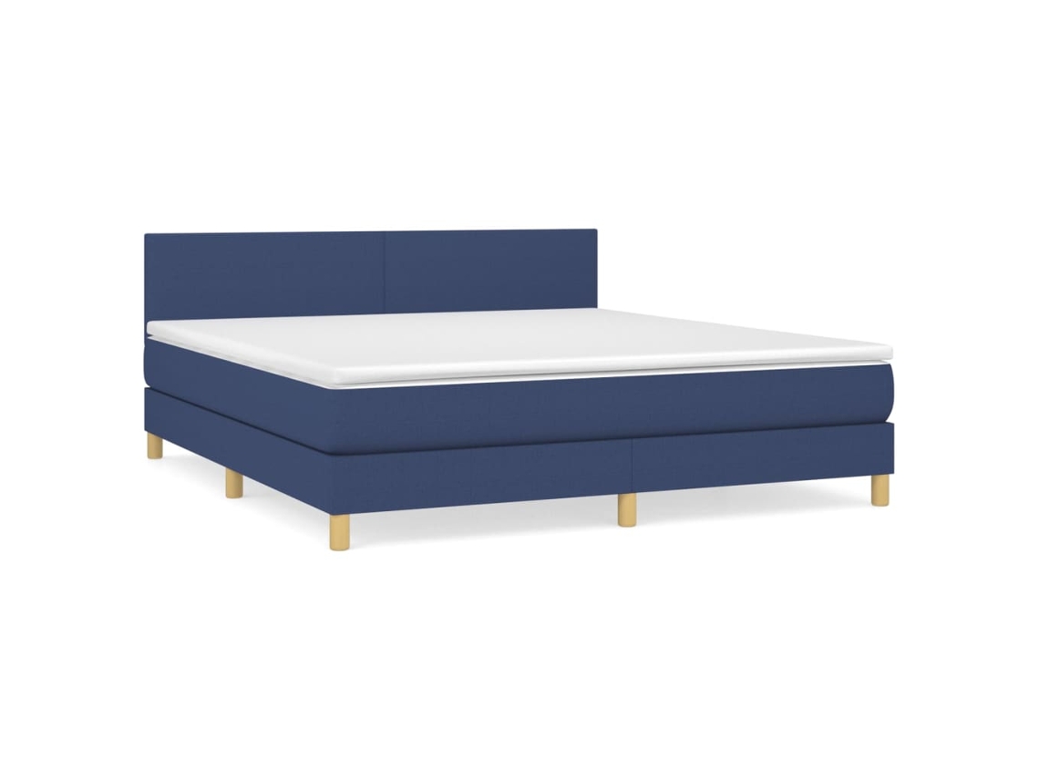 Maison Exclusive - Cama Box Spring Con Colchón Tela Azul 180x200 Cm