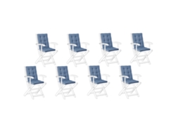 Conjunto De 8 Almofadas De Encosto Beliani Maui Premium De Poliéster Azul 42x95x5