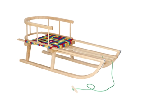 Trineo de Madera Con Respaldo de Madera de Haya Para Niños Asiento de Color de Cuerda