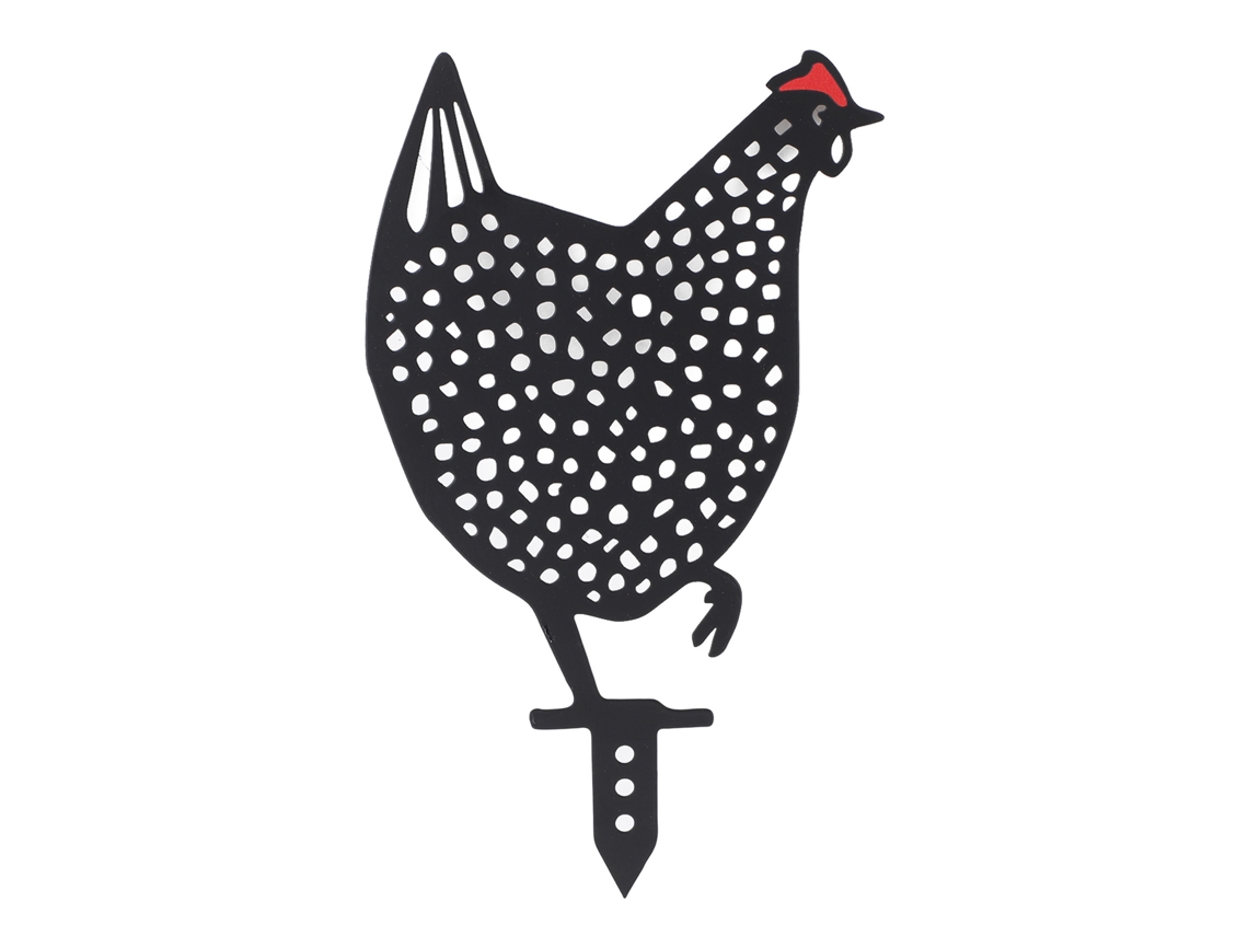 Estaca de hierro hecha a mano con forma de gallina para jardín, ideal para decoración.