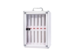 Gabinete de almacenamiento para teléfono celular de aleación de aluminio con 12 compartimentos, montaje en pared con cerradura, portátil