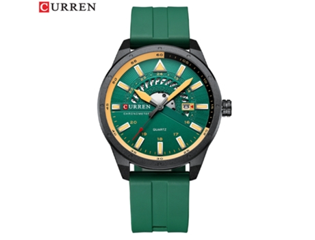 Relojes de Moda para Hombres, Relojes de Pulsera de Silicona Reloj Calendario de Cuarzo Resistente al Agua para Hombres-Concha Negra Verde LUUCOZK
