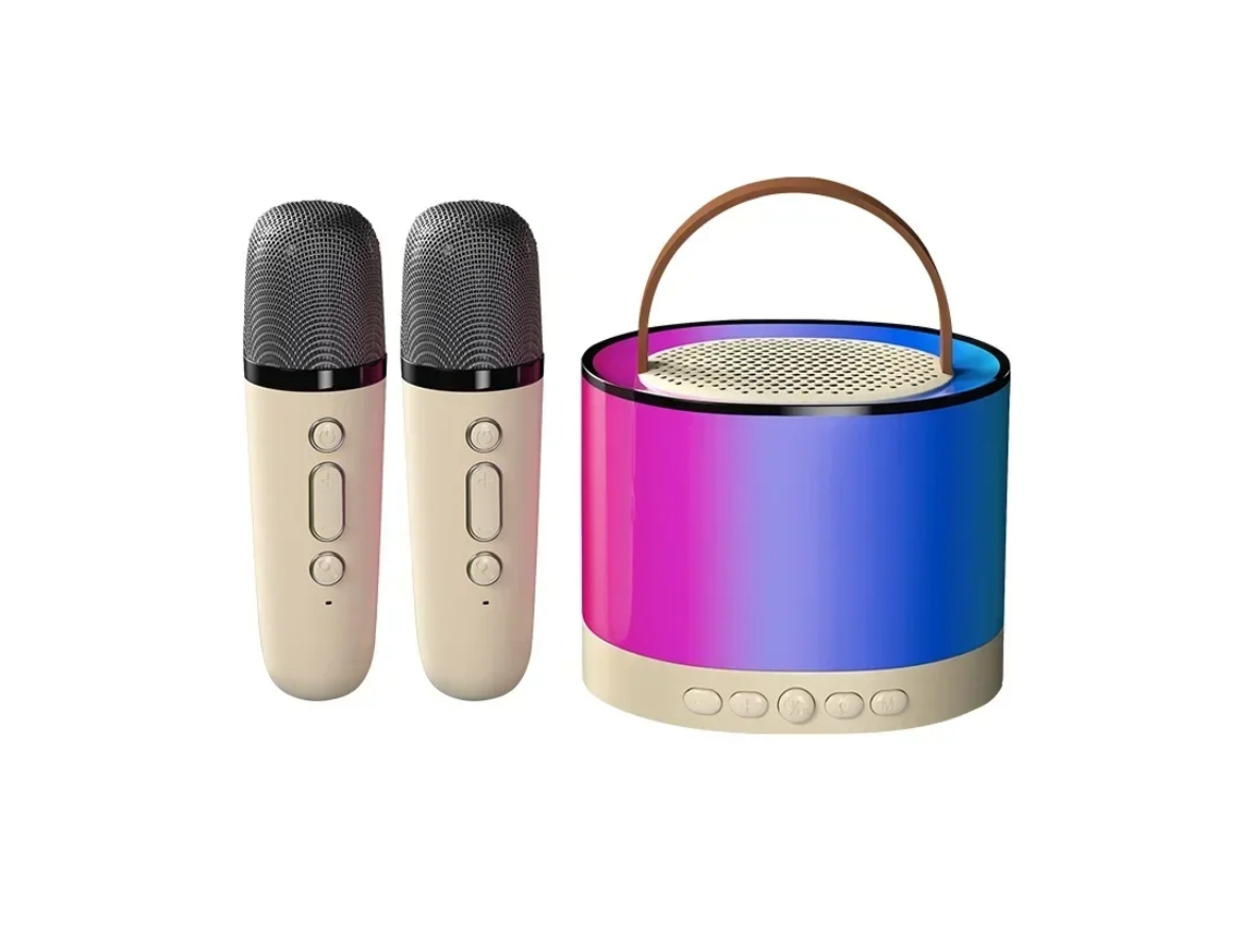Altavoz de karaoke inalámbrico con Bluetooth Gusshious Machine K52 RGB, reproductor de música para niños, color beige