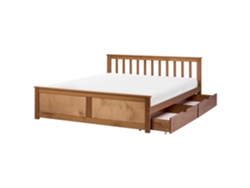 Cama De Casal Beliani Olendon De Madeira De Pinho Castanho 140x200