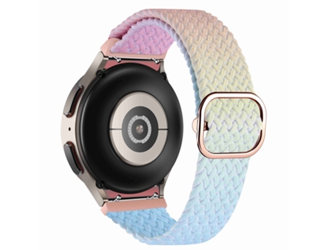 Correa de nailon trenzada bicolor ajustable elástica para Samsung Galaxy Watch 4 40mm/44mm/Watch 4 Classic 42mm/46mm/Watch 5 40mm/44mm - rosa/amari...