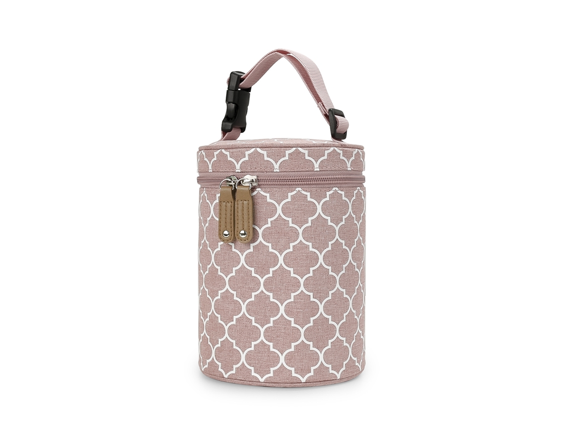 Bolsa redonda para biberones, bolso de mano, pañalera, para colgar en el cochecito o para el sacaleches. Yunzii rosa