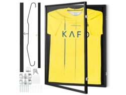 Vitrina para camisetas deportivas 59x79 cm con cristal UV y marco negro Tekmaquinas