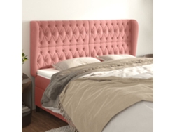 Cabecero Con Orejas De Terciopelo Rosa 183x23x118/128 Cm