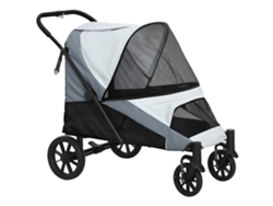 Cochecito De Bebé De 30 Kg Con Cojín, Ventanas Y Frenos, Color Gris.
