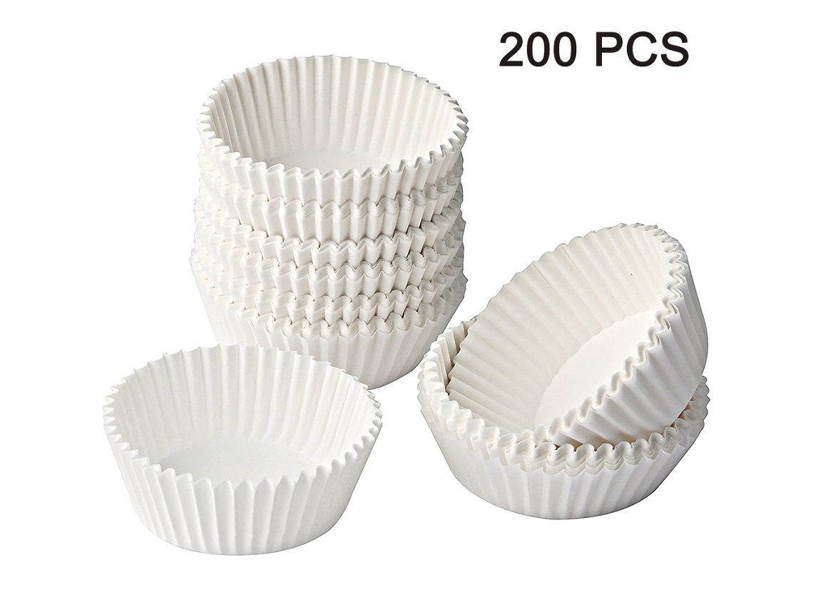 VVJIJILLY 200 Copos De Papel Antiaderente Brancos, Forminhas Para Muffins E Bolos, Próprios Para Doces E Salgados