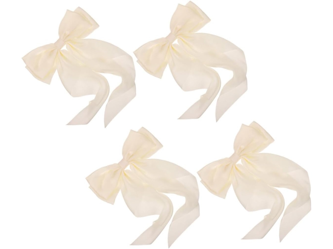Conjunto De 4 Presilhas De Cabelo Com Laços De Tecido E Fitas.