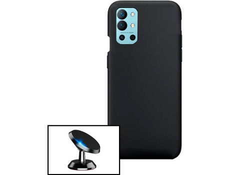 Carcasa + Soporte Magnético OnePlus 9R PHONECARE Silicona Líquida Negro